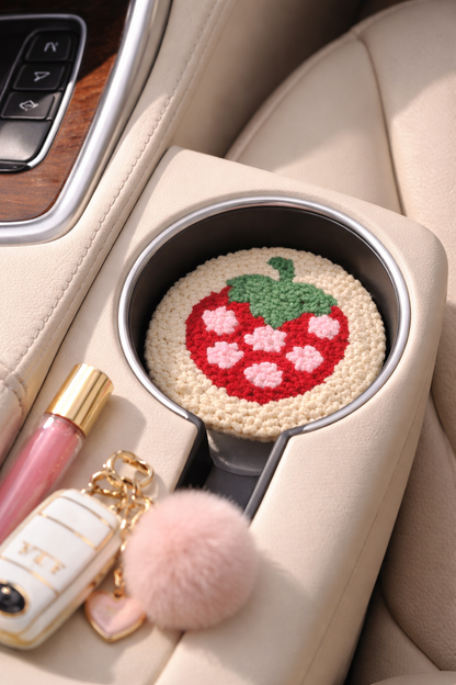 Çilek Punch Bardak Altlığı 🍓 | El Yapımı Araba Coaster