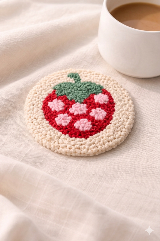 Çilek Punch Bardak Altlığı 🍓 | El Yapımı Araba Coaster